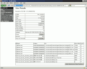 OpenDLP Suchergebnisse in der Web-Applikation