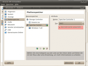 VirtualBox HOST I/O Cache verwenden