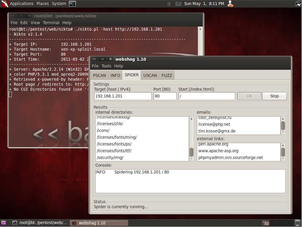 Target host. Backtrack 5 kde.