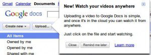 Google Docs upload Videos