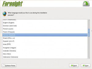 Foresight Linux 2.5.0 Xfce Sprachwahl