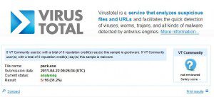 Scareware pack.exe Virus Total