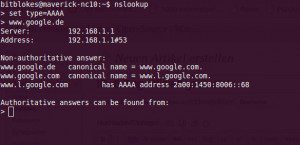 AAAA nslookup
