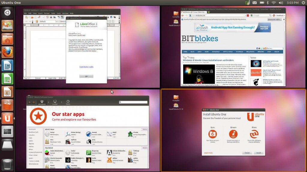 Ubuntu 11.10 "Oneiric Ocelot" Workspaces