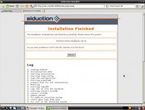 siduction LXDE Installation abgeschlossen