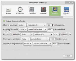 Cinnamon 1.2 Effekte