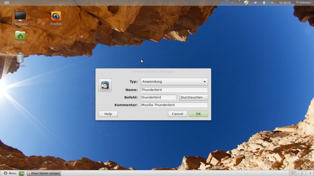 Linux Mint 12 Lisa Thunderbird und Firefox als Desktop-Launcher