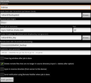 rsync for Android Strato HiDrive