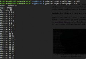 gphoto2 Blende setzen