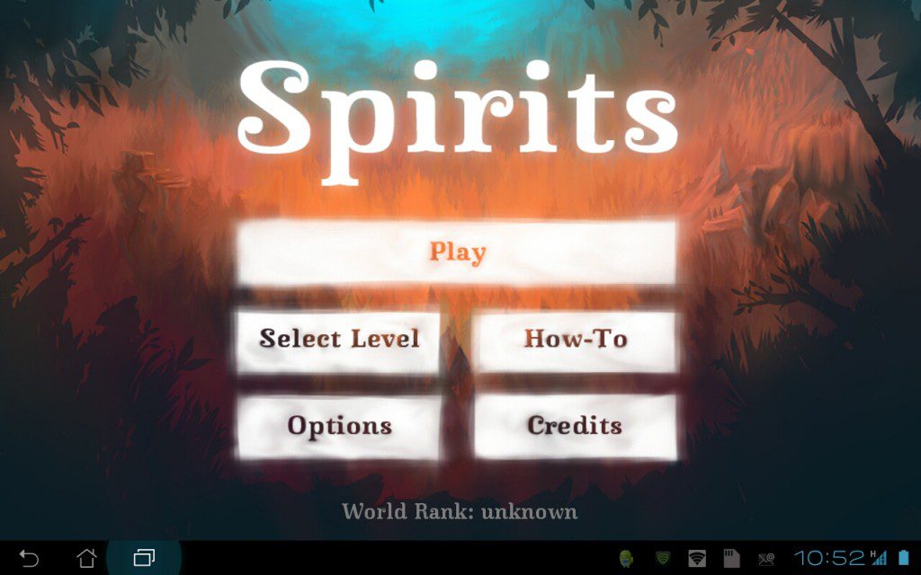 Spirits: Startbildschirm