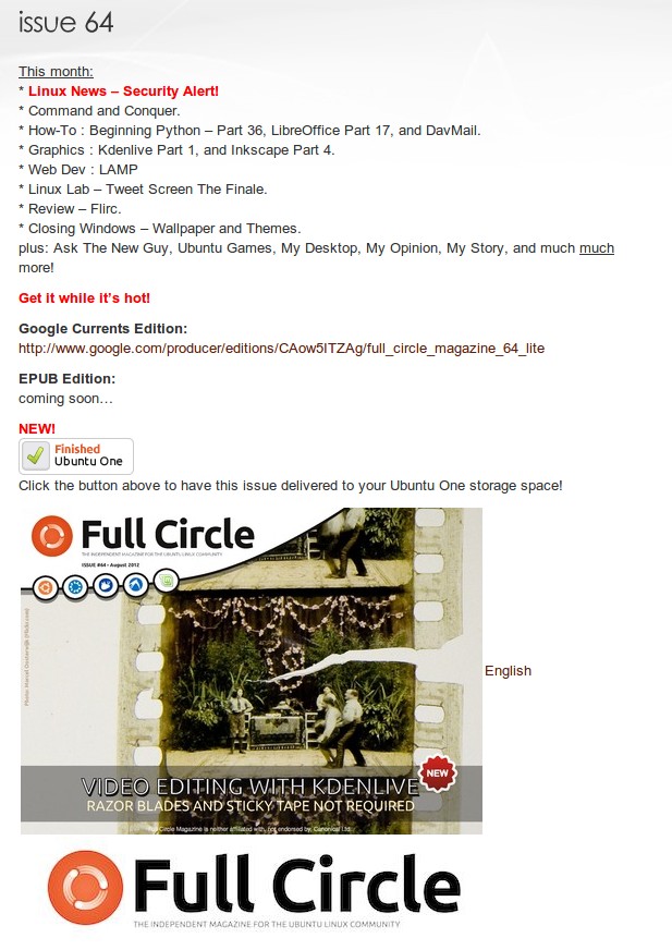 Full Circle Magazine: Send to Ubuntu One