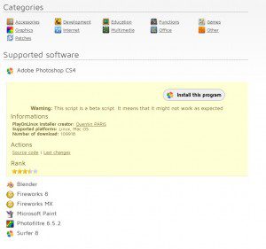PlayOnLinux bietet ein Installations-Script für Adobe Photoshop CS4 an