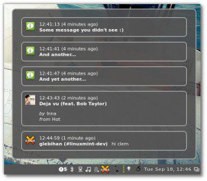 Cinnamon 1.6 Notification Applet (Quelle: linuxmint.com)