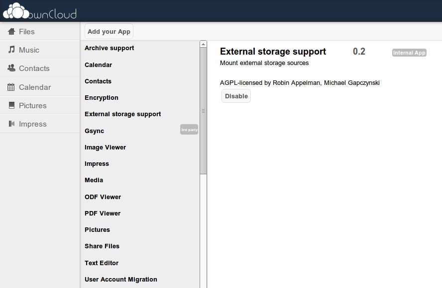ownCloud 4.5 Beta External Storage Support