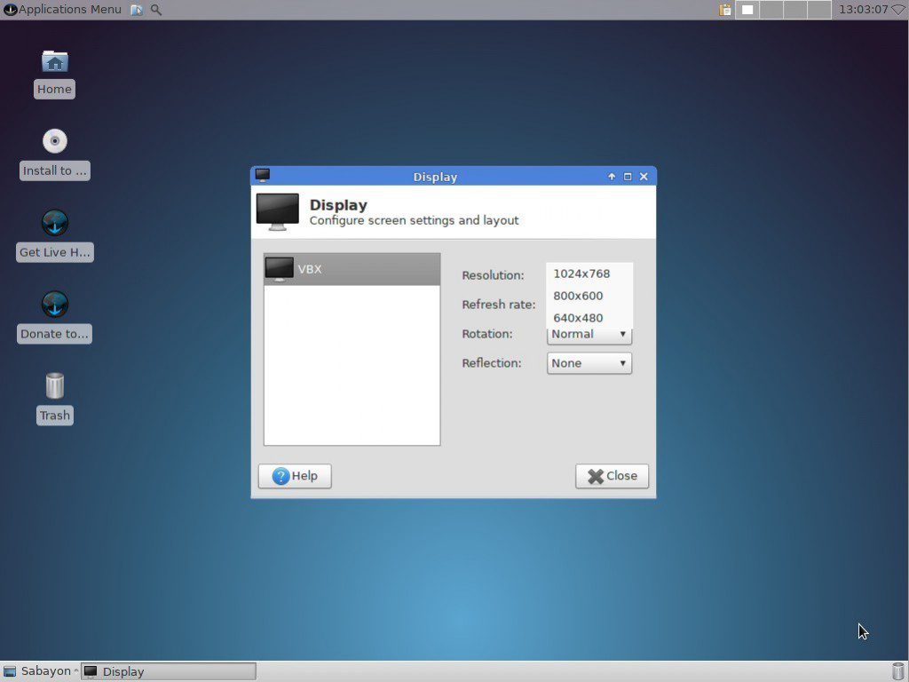 VirtualBox: Sabayon Linux 10 - Bildschirmauflösungen