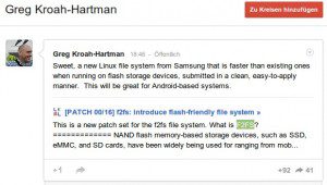 Greg Kroah-Hartman ist von Samsungs F2FS angetan