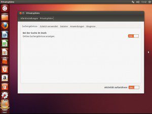 Ubuntu 12.10: Einstellungen der Privatsphäre