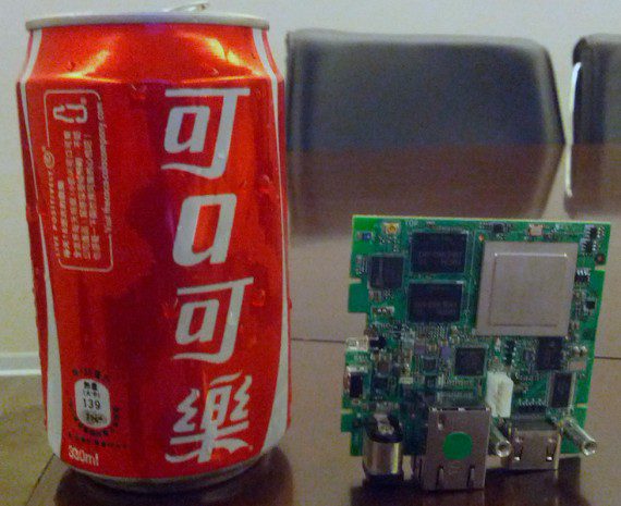 OUYA PCB neben einer Cola-Dose (Quelle: kickstarter.com)