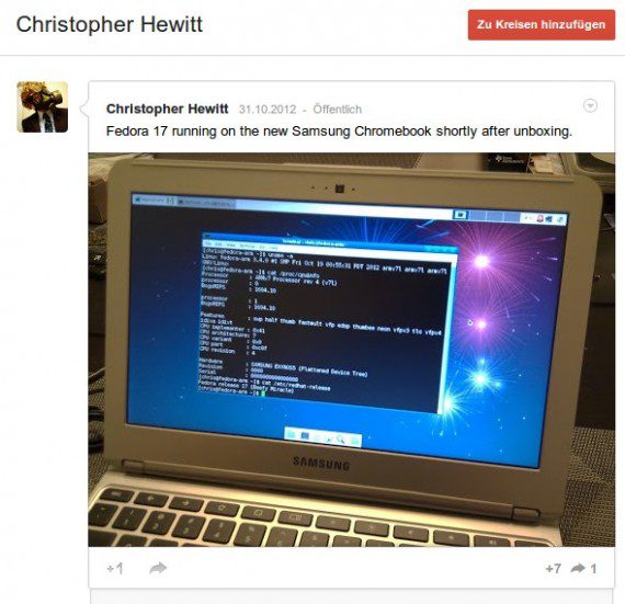 Fedora 17 auf dem neuen Chromebook