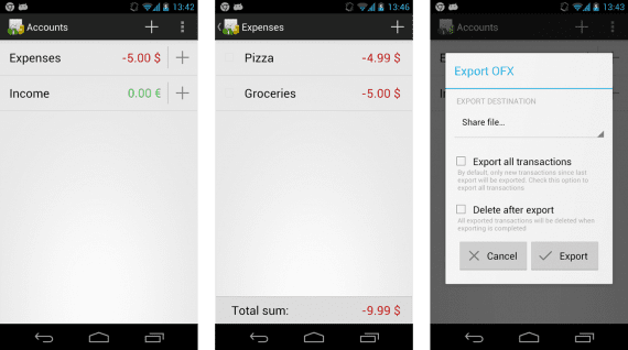 GnuCash für Android (Quelle: www.codinguser.com)