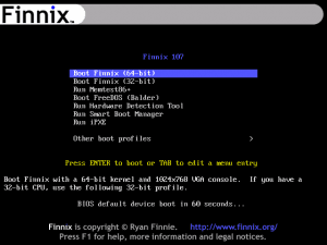 Finnix 107 Bootscreen (Quelle: finnix.org)