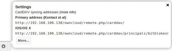 ownCloud: Kontakt-Einstellungen