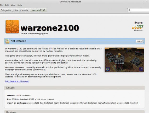 Warzone 2100 im Software-Manager