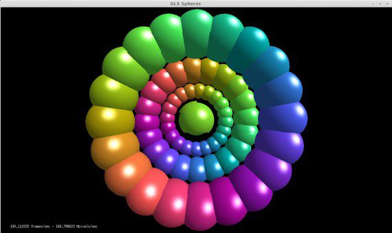glxspheres mit NVIDIA-Treiber 310.xx: 190 Frames pro Sekunde