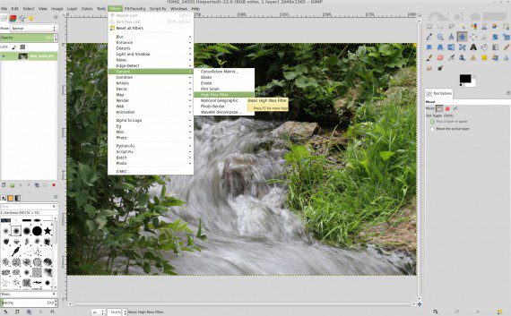 GIMP: Hochpass-Filter auswählen