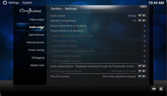 XBMC 12.0 "Frodo": Audio Output