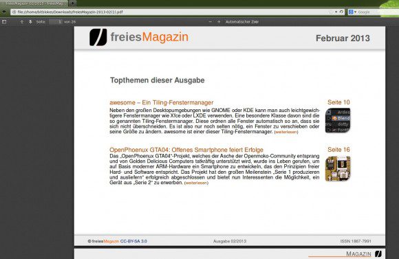 Firefox 19: PDF-Betrachter mit freiesMagazin