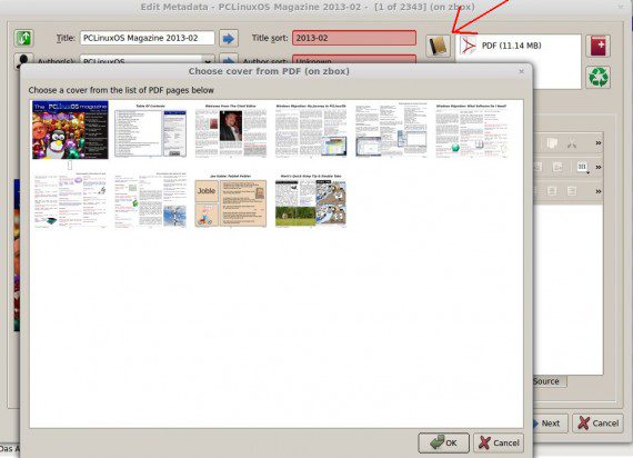 Calibre: Cover aus PDF-Seiten wählen