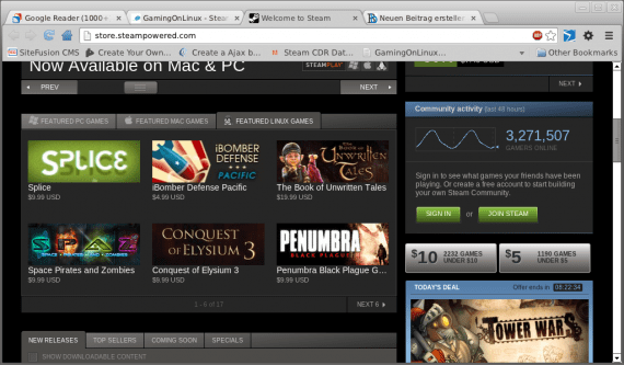 Steam: Featured Games für Linux