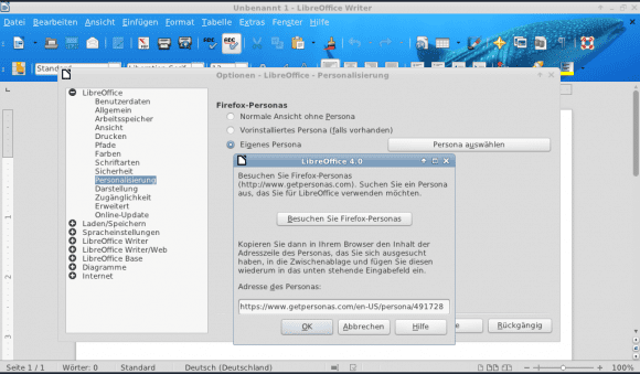 So kann man LibreOffice 4.0 etwas personalisieren