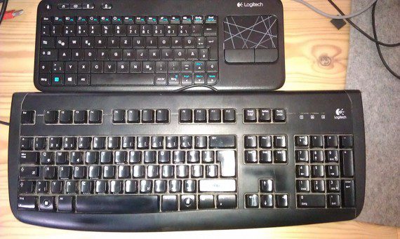 Tastatur-Größenvergleich (nach Grundreinigung der alten)