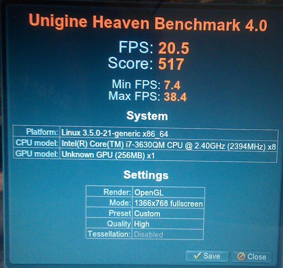 Unigine Benchmark 4 mit primusrun