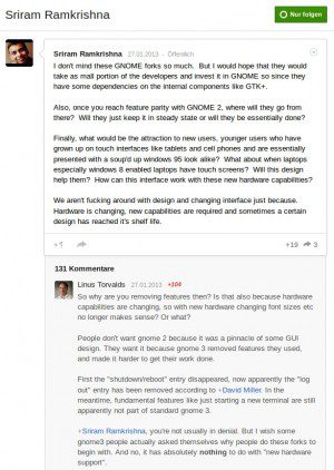 Man diskutiert wieder über GNOME