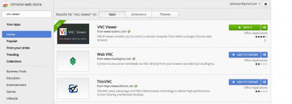 VNC Viewer von RealVNC im Chrome Web Store