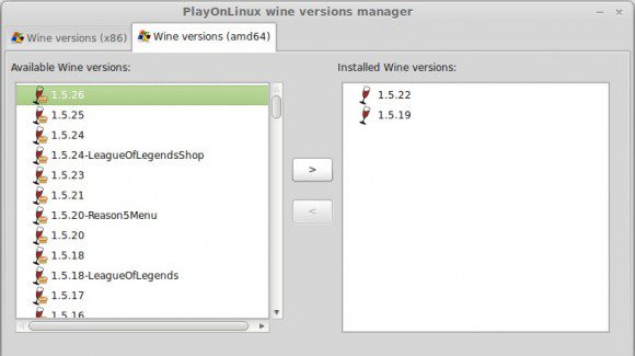 PlayOnLinux: Wine 1.5.26