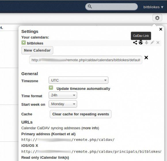 CalDAV Link in der ownCloud