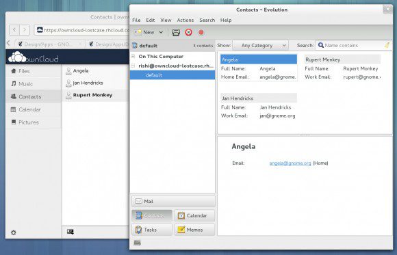 Evolution: ownCloud-Kontakte (Quelle: debarshiray.wordpress.com)