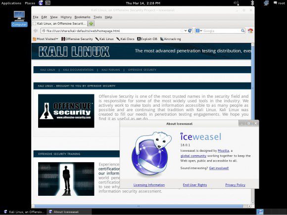 Kali Linux 1.0: Iceweasel