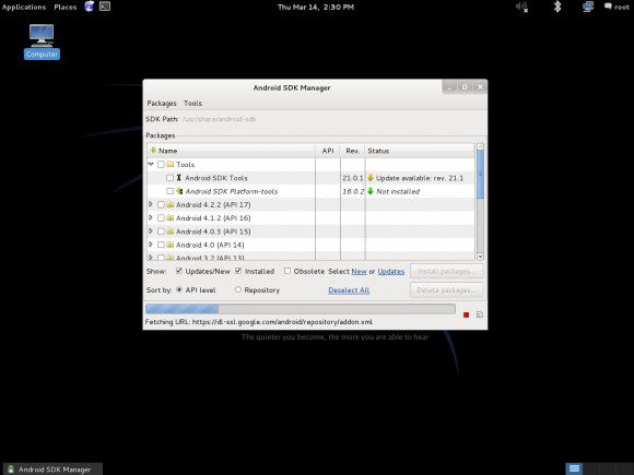 Kali Linux 1.0: Android SDK