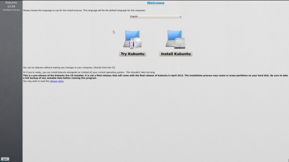 Kubuntu 13.04: ausprobieren oder installieren