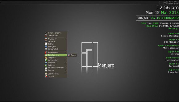 Manjaro Openbox-Lite 0.8.4: Menü