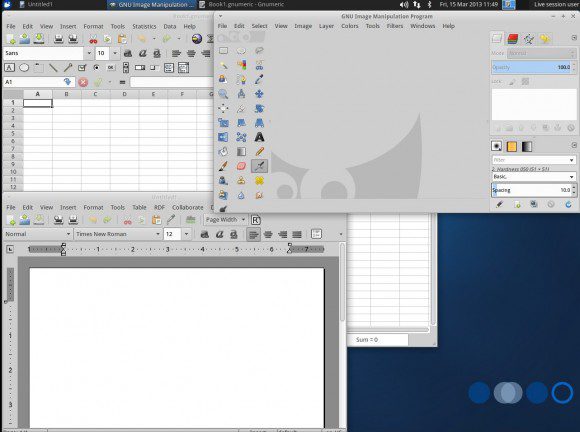 Xubuntu 13.04: GIMP, Abiword und Gnumeric
