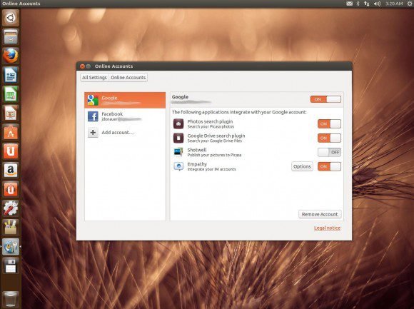 Ubuntu 13.04 Raring Ringtail: Online-Konten