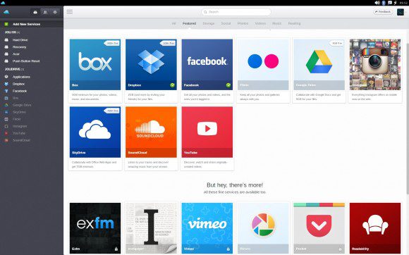 Jolicloud-Desktop: Populäre Dienste