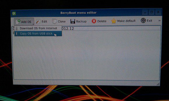 BerryBoot: Betriebssystem vom USB-Stick hinzufügen