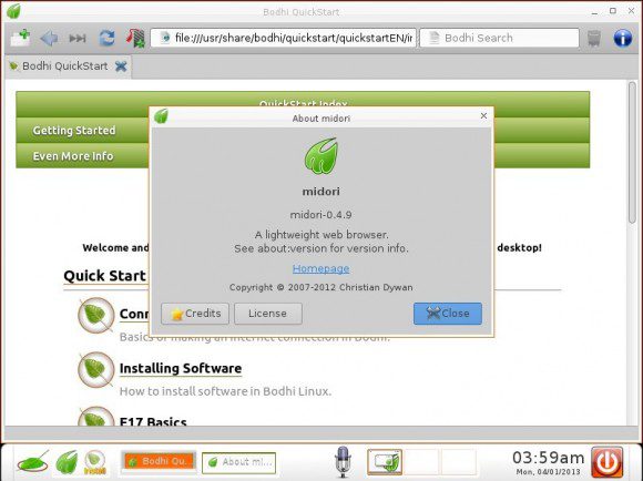 Bodhi Linux 2.3.0: Midori